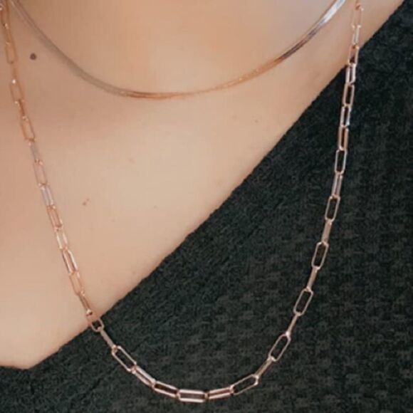 Rose Gold Adjustable paperclip chain necklace - Picture 1 of 8